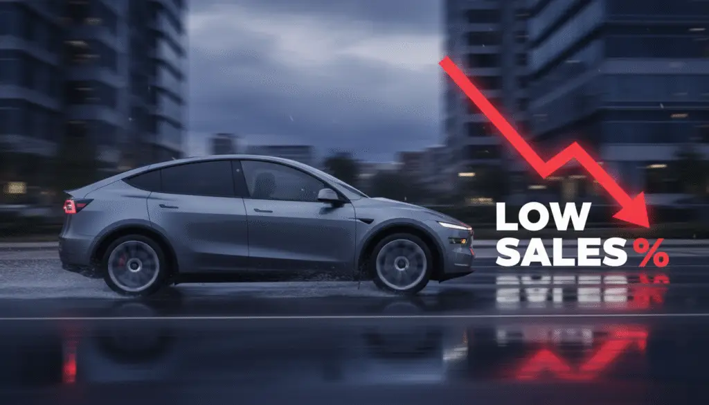 Tesla Stock Drops Amid Low India Sales Report 3 Tesla Model Y with sales decline graphic
