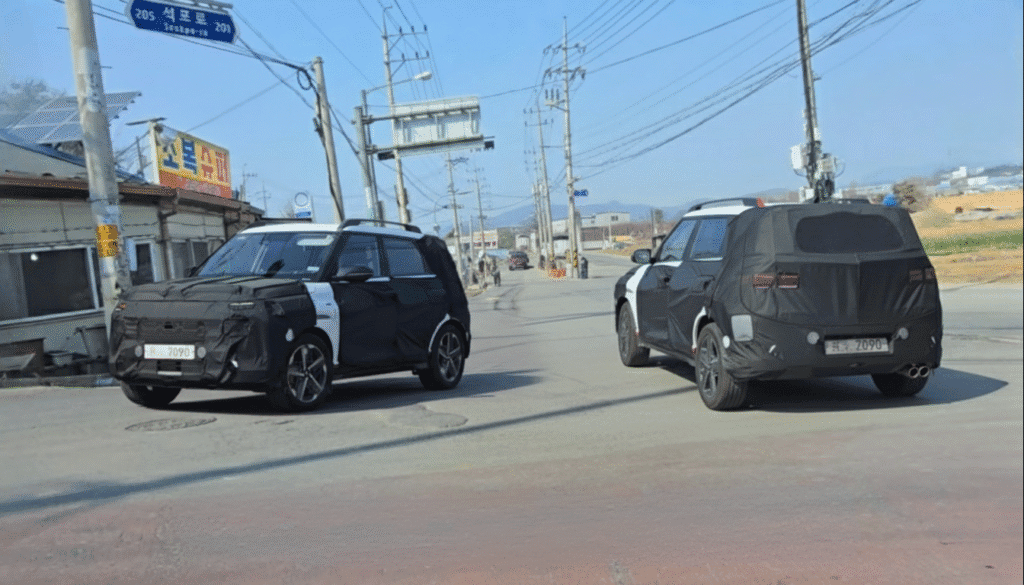 Hyundai Venue N Line Two camouflaged cars on street